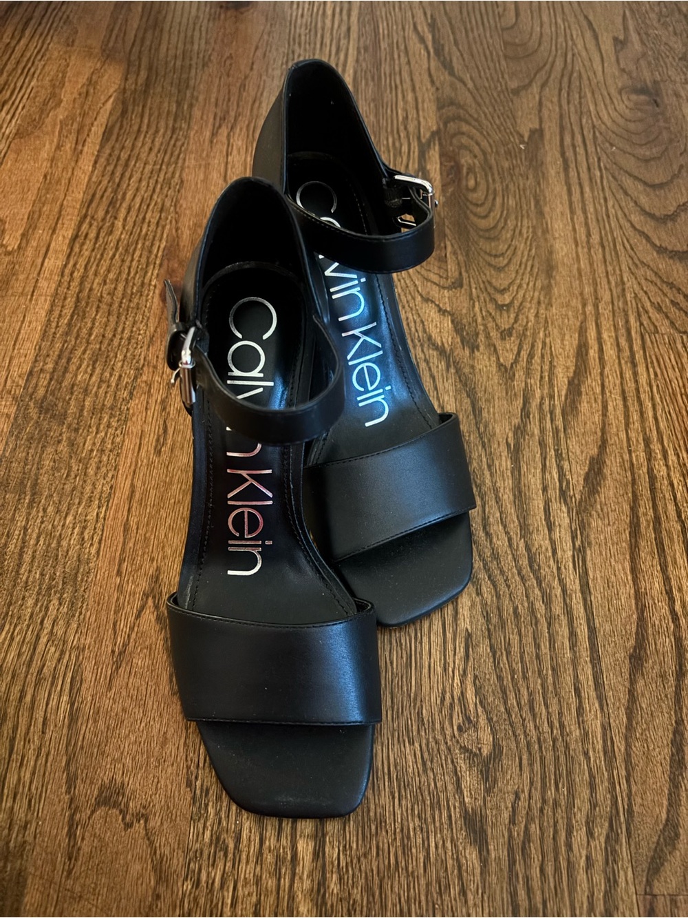 Calvin Klein Black Strappy Block Heel Sandals
